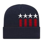 In Stock Stars and Stripes Knit Cap with Cuff - True Navy-white-true Red