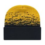 In Stock Static Pattern Knit Cap with Cuff - Black-gold