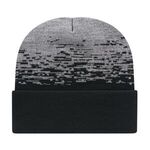 In Stock Static Pattern Knit Cap with Cuff - Black-heather