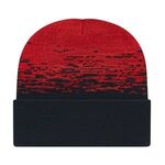 In Stock Static Pattern Knit Cap with Cuff - Black-true Red