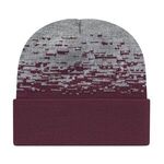 In Stock Static Pattern Knit Cap with Cuff - Maroon-heather