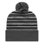 In Stock Striped Knit Cap with Cuff - Black
