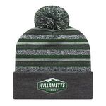 In Stock Striped Knit Cap with Cuff - Forest Green