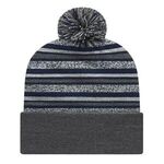 In Stock Striped Knit Cap with Cuff - True Navy