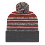 In Stock Striped Knit Cap with Cuff - True Red