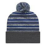 In Stock Striped Knit Cap with Cuff - True Royal