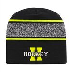 In Stock Variegated Striped Beanie - Black/neon Yellow