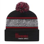 In Stock Variegated Striped Knit Cap with Cuff - Black/true Red