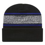 In Stock Variegated Striped Knit Cap with Cuff - Black/true Royal