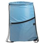 Incline Drawstring Backpack with Zipper - Carolina Blue