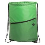 Incline Drawstring Backpack with Zipper - Kelly Green