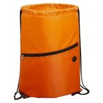 Incline Drawstring Backpack with Zipper - Orange