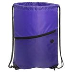 Incline Drawstring Backpack with Zipper - Purple