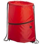 Incline Drawstring Backpack with Zipper - Red