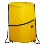 Incline Drawstring Backpack with Zipper - Yellow