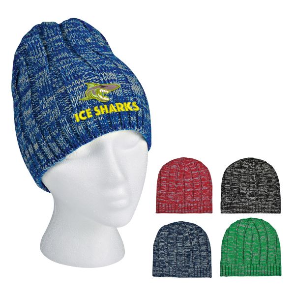 Main Product Image for Custom Printed Knit Heathered Beanie Cap