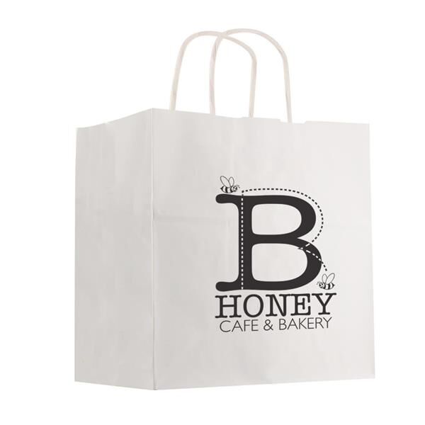 Main Product Image for Printed Kraft Paper White Shopping Bag - 10" x 10"