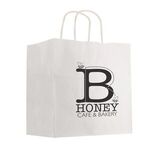 Buy Printed Kraft Paper White Shopping Bag - 10" x 10"
