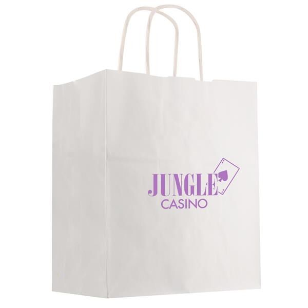 Main Product Image for Printed Kraft Paper White Shopping Bag - 13" x 17"