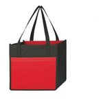 Lami-Combo Shopper Tote Bag - Black with Red