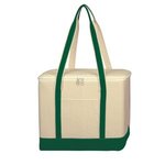 Large Cotton Canvas Kooler Bag - Natural With Forest Green