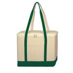 Large Cotton Canvas Kooler Bag - Natural With Forest Green