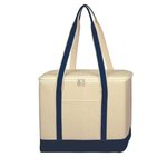 Large Cotton Canvas Kooler Bag - Natural With Navy