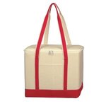 Large Cotton Canvas Kooler Bag - Natural with Red