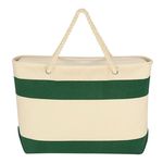 Large Cruising Tote Bag With Rope Handles - Natural With Forest Green