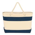 Large Cruising Tote Bag With Rope Handles - Natural With Navy
