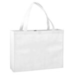 LARGE NON-WOVEN SHOPPING TOTE BAG - White