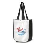Large Recycled Fashion Tote Bag with 19.5" handle - White-black