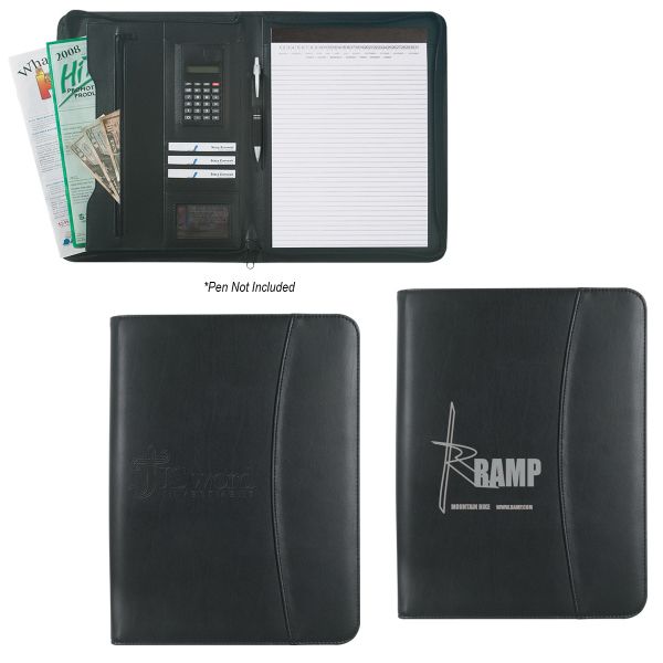 Main Product Image for Custom Printed Leather Look 8 1/2" x 11" Zippered Portfolio With