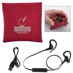 Leatherette Squeeze Tech Pouch With Wireless Earbuds - Maroon