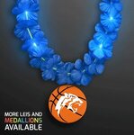 LED Blue Lei with Basketball Medallion -  