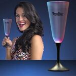 LED Champagne Glass with Classy Black Base - Clear-black