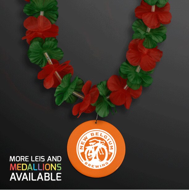 Main Product Image for LED Christmas Hawaiian Lei Party Necklace w/ Orange Medallion