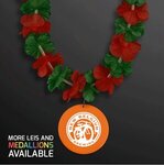 LED Christmas Hawaiian Lei Party Necklace w/ Orange Medallion -  