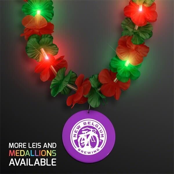 Main Product Image for LED Christmas Hawaiian Lei Party Necklace w/ Purple Medallion
