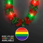 LED Christmas Hawaiian Lei Party Necklace w/ Rainbow Medallion - Rainbow