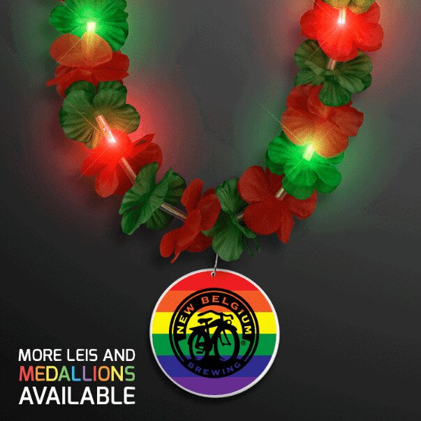 Main Product Image for LED Christmas Hawaiian Lei Party Necklace w/ Rainbow Medallion