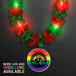 LED Christmas Hawaiian Lei Party Necklace w/ Rainbow Medallion -  