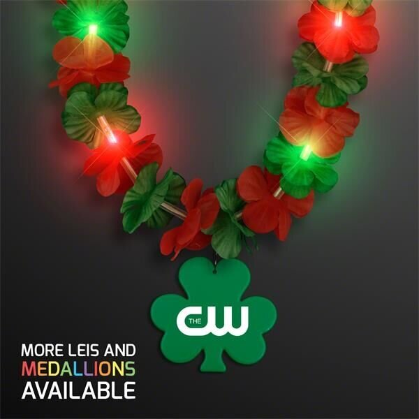 Main Product Image for LED Christmas Hawaiian Lei Party Necklace w/ Shamrock Medallion