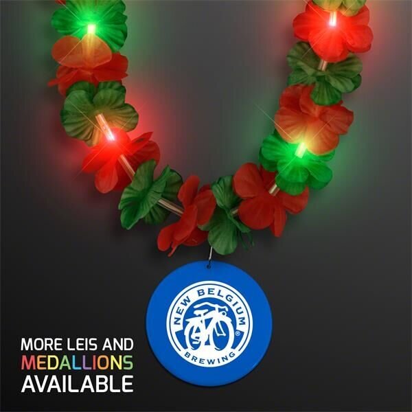 Main Product Image for LED Christmas Hawaiian Lei Party Necklace w/ Blue Medallion