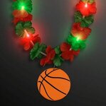 LED Christmas Hawaiian Lei w/ Basketball Medallion - Orange