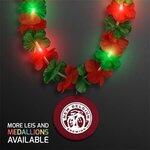 LED Christmas Hawaiian Lei w/ Crimson Medallion -  