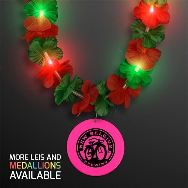 Main Product Image for LED Christmas Hawaiian Lei w/ Pink Medallion