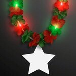 LED Christmas Hawaiian Lei w/ Star Medallion - White