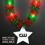 LED Christmas Hawaiian Lei w/ Star Medallion -  