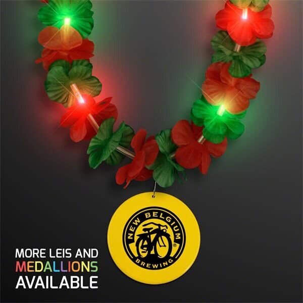 Main Product Image for LED Christmas Hawaiian Lei w/ Yellow Medallion